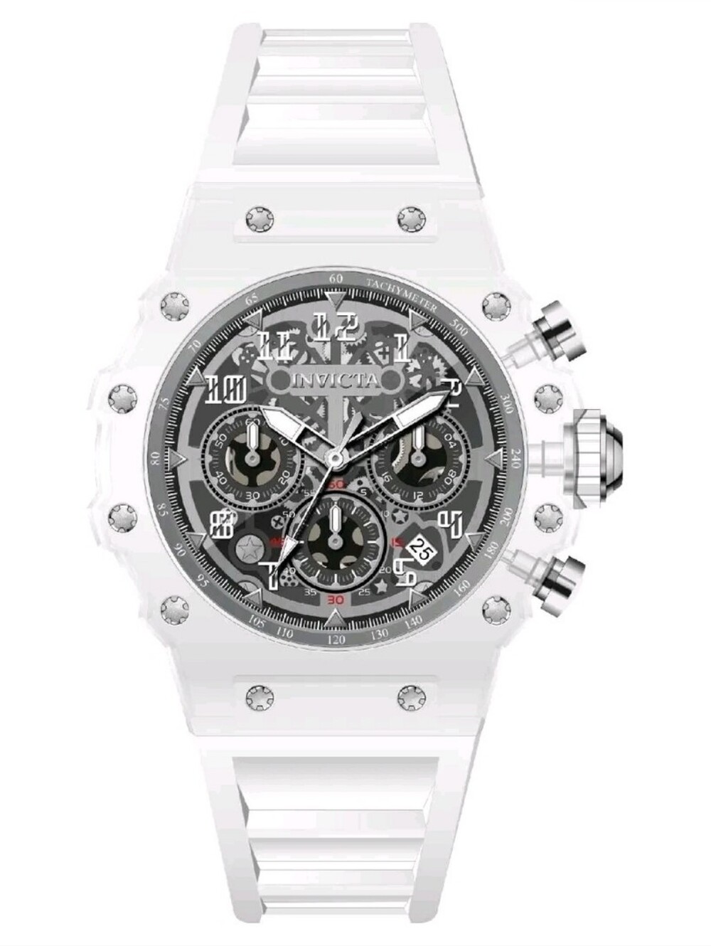 Invicta 🏎 Racing Vaulthan Men's Transparent Chronograph Watch 44mm White 69680